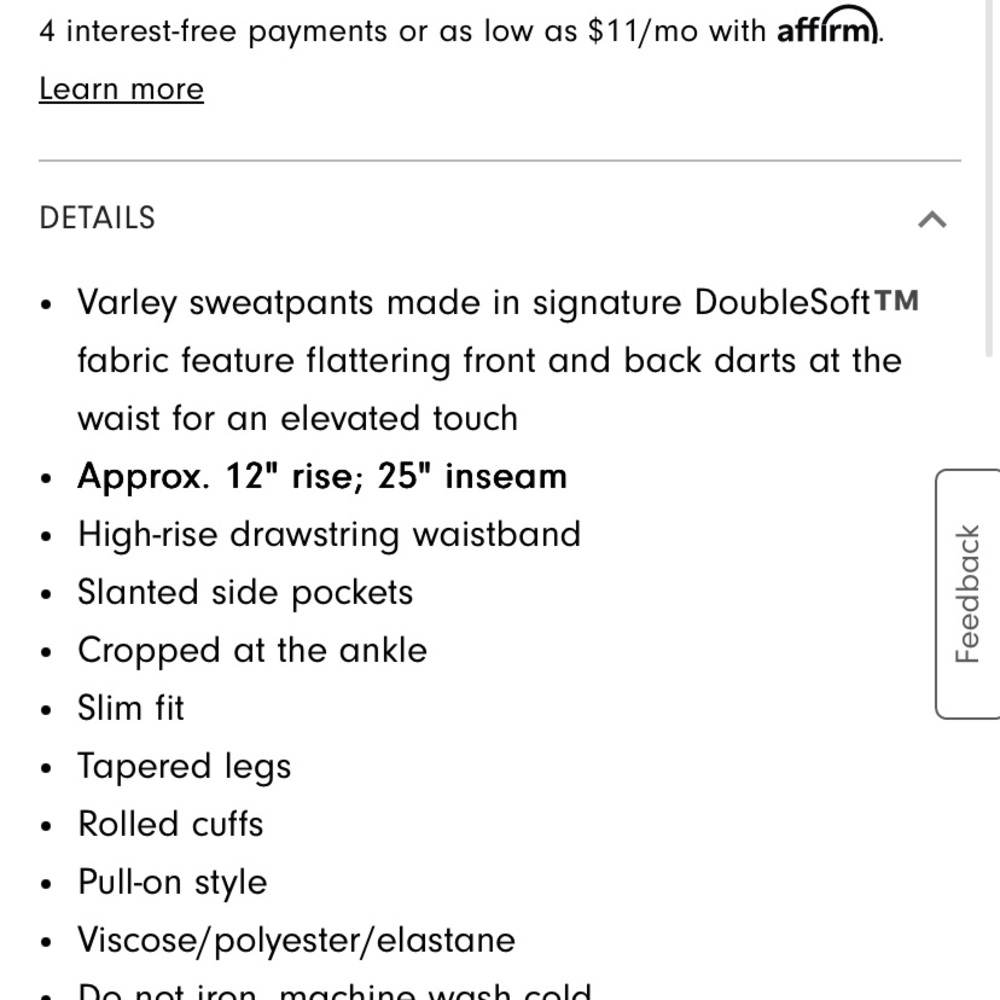 Varley DoubleSoft Coordinating Knit Roll Cuff Jog… - image 5